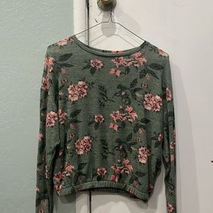 WOOL PINK FLORAL Crew Neck
